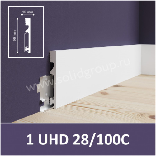 Плинтус Unica UHD 28/100С, белый, L 2.4м