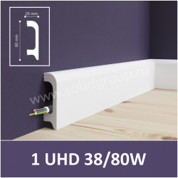 Плинтус Unica UHD 38/80W, белый, L 2.4м
