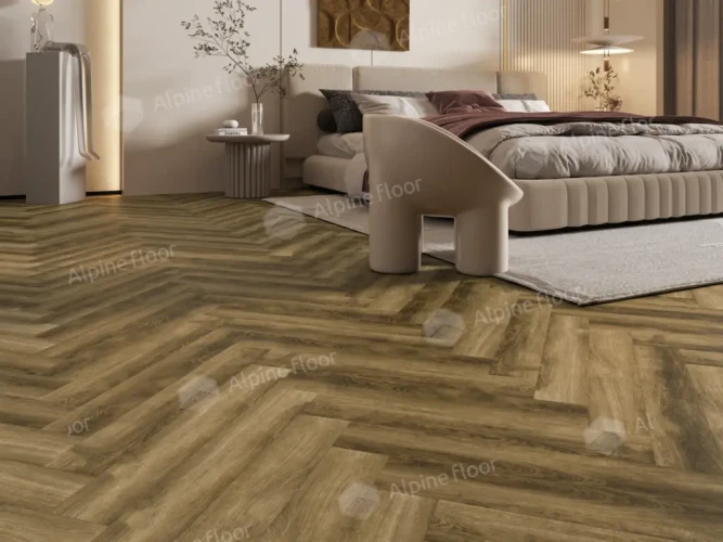 Ламинат Alpine Floor Herringbone LF102-9А Дуб Марсель (606х101х8mm)уп.22шт/1.3465м2