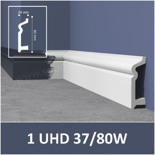Плинтус Unica UHD 37/80W, белый, L 2.4м