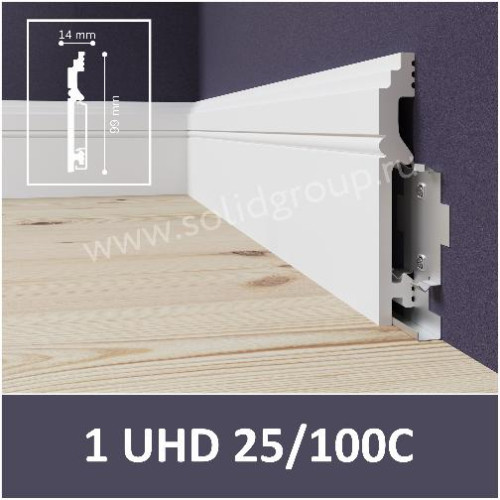 Плинтус Unica UHD 25/100С, белый, L 2.4м