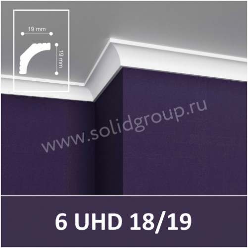 Плинтус потолочный Unica UHD 18/19, белый, L 2.4м