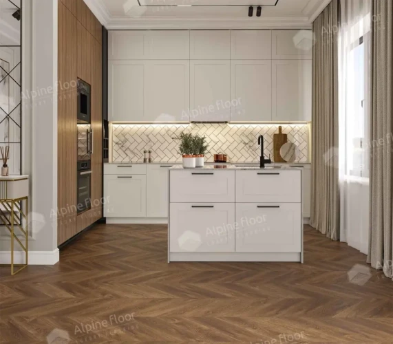 Chevron Alpine ЕСО 18-13 Дуб Коричневый CHEVRON ECO 43 кл 4V (600*127*5) уп. 1,6764 м2)