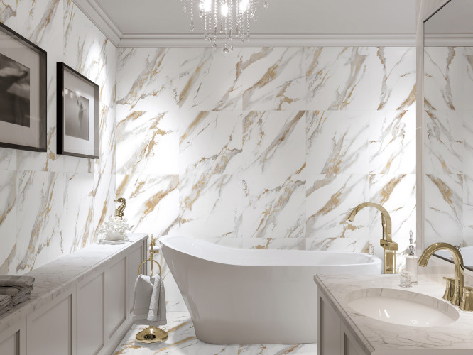 GT60600103MR Плитка грес глаз. GlobalTile Calacatta Royal_GT Белый 60*60 1.44м2/уп