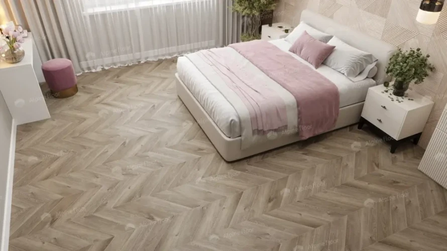 Chevron Alpine LVT ЕСО 20-3 ДУБ НАТУРАЛЬНЫЙ ОТБЕЛЕННЫЙ CHEVRON (555*127*2.5мм) уп. 1,9735 м2)