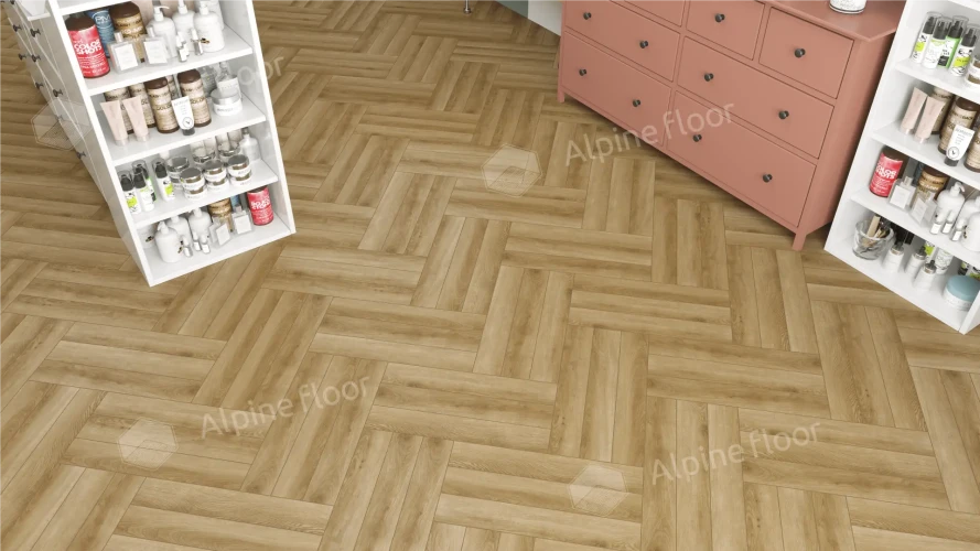 Ламинат Alpine Floor Herringbone LF102-2B Дуб Эльзас (606х101х8mm)уп.22шт/1.3465м2