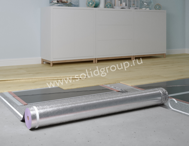 Подложка SoliD IXPE Lamination для SPC, WPC, LVT покрытий с пароизоляцией 1мм (15м2/уп)
